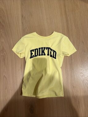 Edikted Kids Yellow Short Sleeve Tee with Navy Logo